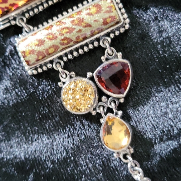 Sajen leopard/cheetah print druzy 925 sterling silver and gemstones. - Picture 3 of 6